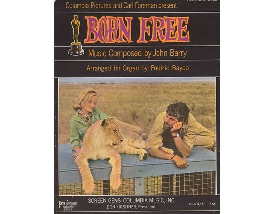 7421 | Born Free - Theme from the film "Born Free" - Featuring Virginia McKenna and Bill Travers - Arranged for Organ