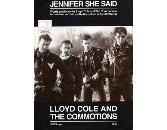 7448 | Jennifeer she said - Recorded by Lloyd Cole and the Commotions - For Piano and Vocal with Guitar Chord symbols