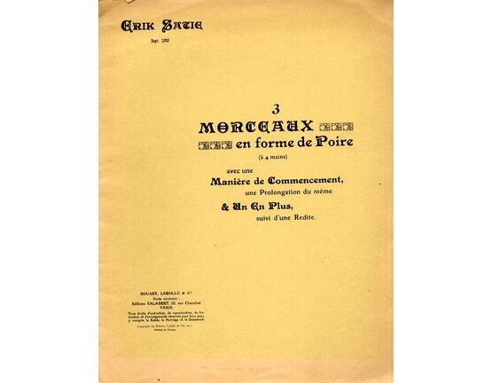 7454 | 3 Morceaux en forme de Poire (a 4 Mains) - 3 Duets for Pianoforte