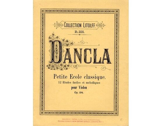 7456 | Dancla - 12 Easy Studies and Melodies for Violin (with accompaniment for second violin) - Op. 194 - Collection Litolff No. 2106