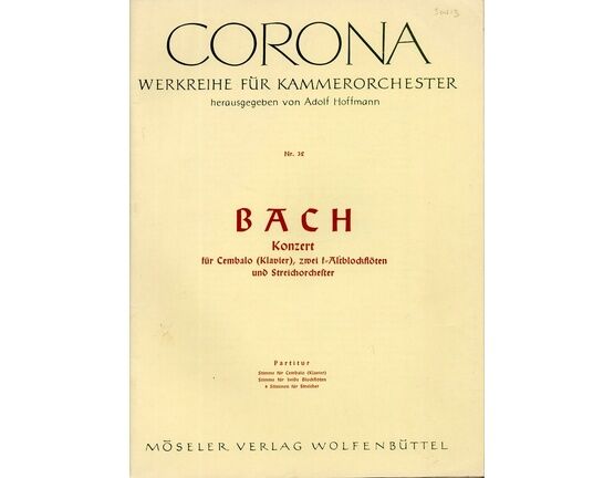 7457 | Bach - Konzert - Fur Cembalo (Klavier), Zwei f Altblockfloten und Streichorchester