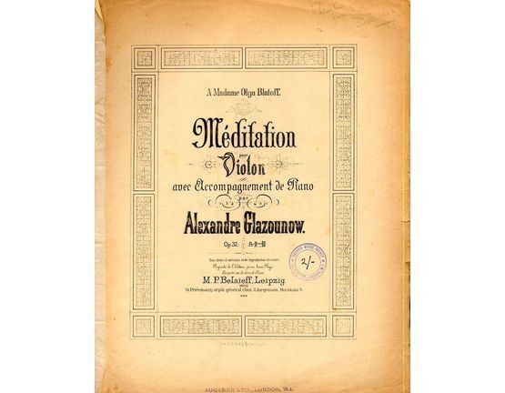 7510 | Meditation pour Violon avec accompagnement de Piano - Op. 32