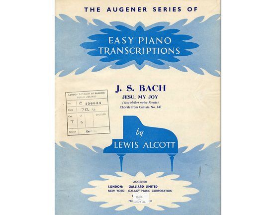 7515 | J. S. Bach - Jesu My Joy - The Augener Series of Easy Piano Transcriptions