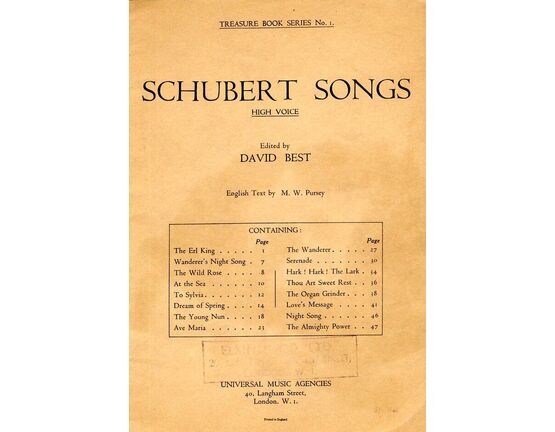 7544 | Schubert Songs - High Voice - Treasure Book Series No. 1