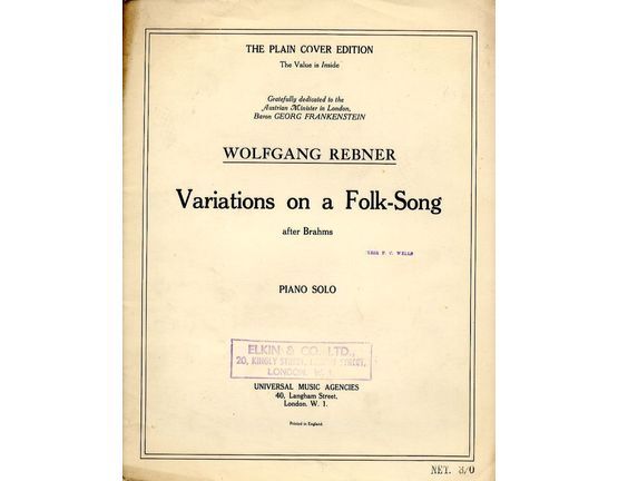 7544 | Variations on a Foll-Song after Brahms- Piano Solo - The Plain Cover Edition