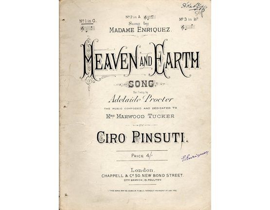 7651 | Heaven and Earth - Song -  in the key of G major for lower voice - Sung by Madame Enriquez