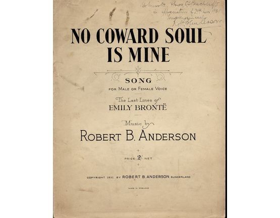 7725 | No Coward Soul is Mine - Song for Male or Female Voice in key of D flat major - On the last line of Emily Bronte