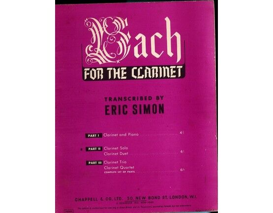 7765 | Bach For The Clarinet - Part II - Clarinet Solo and Clarinet Duet