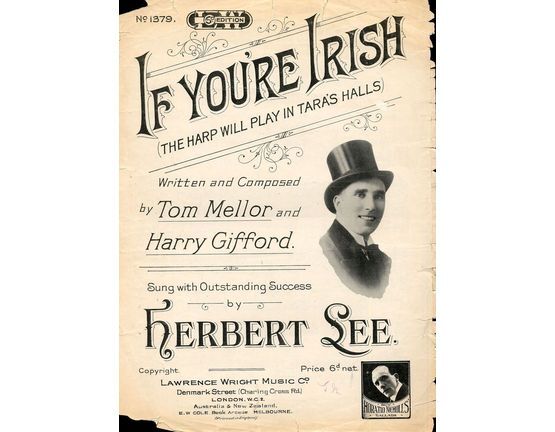 7767 | If You're Irish (The harp will play in Tara's Halls) - Sung by Herbert See - No. 1379 L. W. 6 D Edition