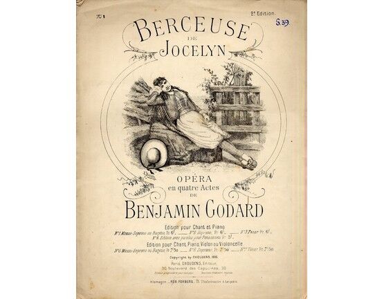 7781 | Berceuse de Jocelyn - Opera en Quatre Actes - For Mezzo Soprano / Baritone in French with Piano Accompaniment