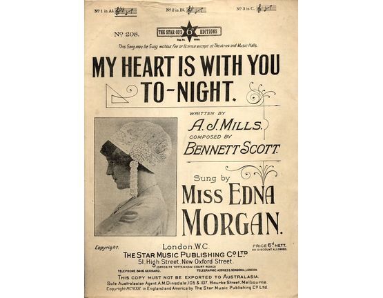 7790 | My Heart is With You tonight - Song in the key of A flat major for Low voice - Featuring Miss Edna Morgan