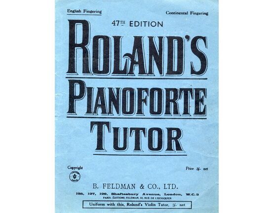 7791 | 47th  Edition  - Rolands Pianoforte Tutor - English Fingering
