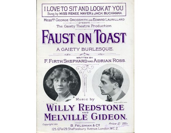 7791 | I Love to Sit and Look at You - Sung by Miss Renee Mayer and Jack Buchanan - From Messrs George Grossmith and Edward Laurillard Gaiety Theatre Product