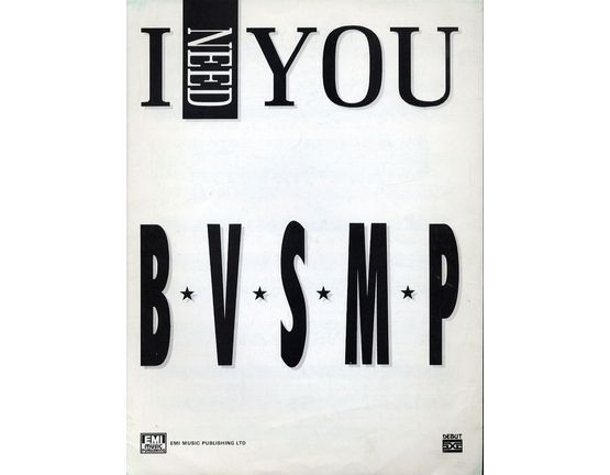 78 | I Need You - Recorded by B.V.S.M.P - For Piano and Voice with Guitar chord symbols