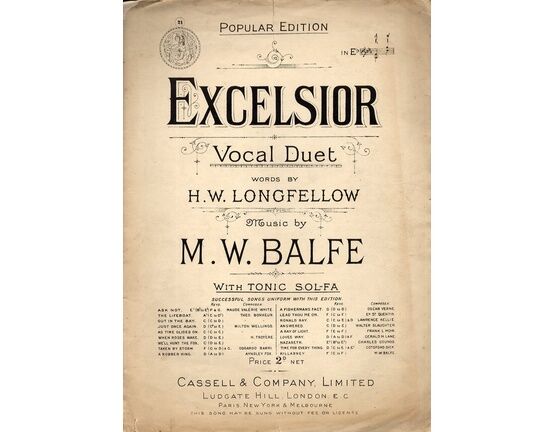 598 | Excelsior - Vocal Duet - Key of E Flat Major