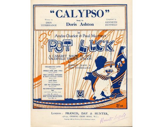 7807 | Calypso - Sung by Doris Ashton in Andre Charlot and Paul Murray's Cabaret Show "Pot Luck" at the Vaudeville Theatre, London - For Voice and Piano