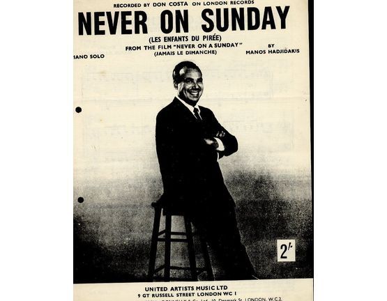 7808 | Never on Sunday - Piano Solo featuring Manos Hajidakis - from the Film Never on a Sunday