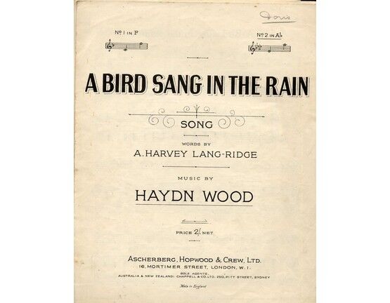 7809 | A Bird Sang In The Rain - Song - In the key of A flat major for high voice