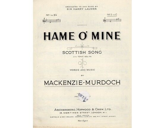 7809 | Hame O' Mine - Scottish Song in the key of C Major for High Voice