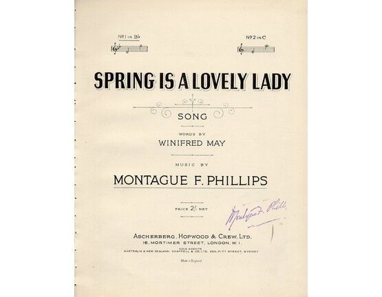7809 | Spring is a Lovely Lady - Song in the Key of B Flat Major for Lower Voice