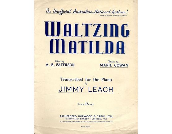 7809 | Waltzing Matilda - The Unofficial Australian National Anthem! - Transcribed for the Piano