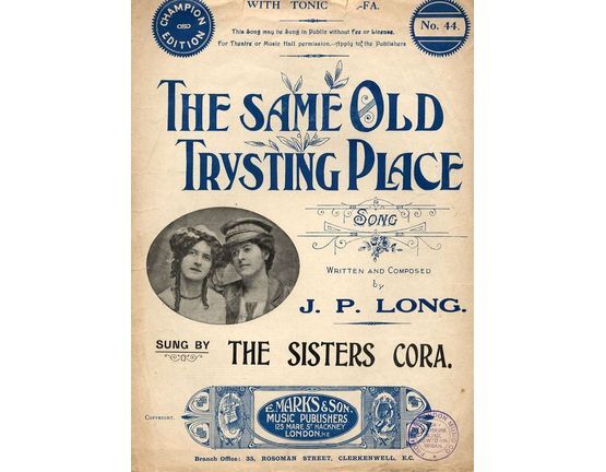 7822 | The Same Old Trysting Place - Sung by The Sisters Cora - Champion Edition No. 44