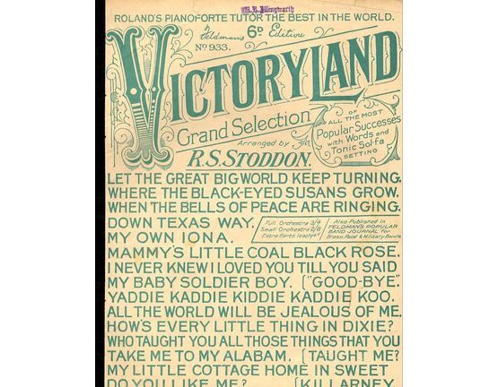 7823 | Victoryland Grand Selection of all the most Popular Successes with Words and Tonic Sol-fa setting
