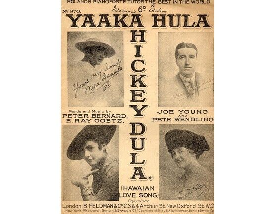 7823 | Yaaka Hula Hickey Dula (Hawaian Love Song) - For Piano and Voice - Feldman's 6d edition No. 870
