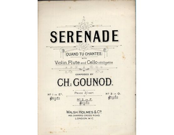 7831 | Serenade (Quand tu Chantes) - For Voice and Piano with Violin, Flute and Cello Obbligatos - In the Key of F Major