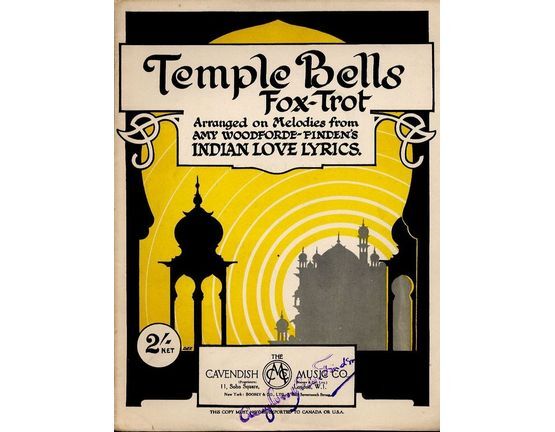 7833 | Temple Bells -  Fox Trot for Piano - Arranged on Melodies from Amy Woodforde-Finden's Indian Love Lyrics