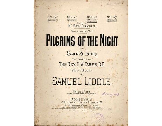 7834 | Pilgrims of the Night - Sacred Song with Words - In the Key of G Major - Sung by Mr. Ben Davies to his Brother Ted
