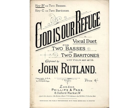 7841 | God is our Refuge - Vocal Duet - Key of B flat for Two basses - With Violin accompaniment ad lib.