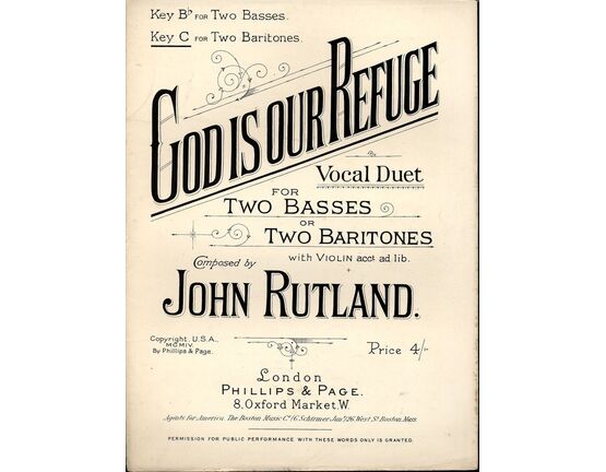 7841 | God is our Refuge - Vocal Duet - Key of C for Two Baritones - With Violin accompaniment ad lib.