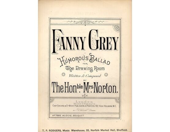 7843 | Fanny Grey - Humorous Ballad for The Drawing Room
