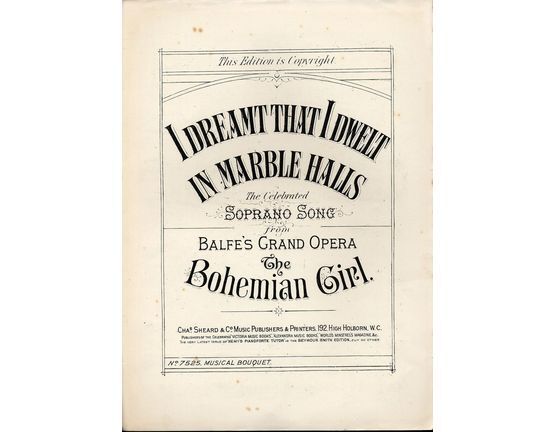 7843 | I Dreamt The I Dwelt In Marble Halls - Soprano Song from Balfe's Grand Opera The Bohemian Girl - Musical Boquet No. 7525