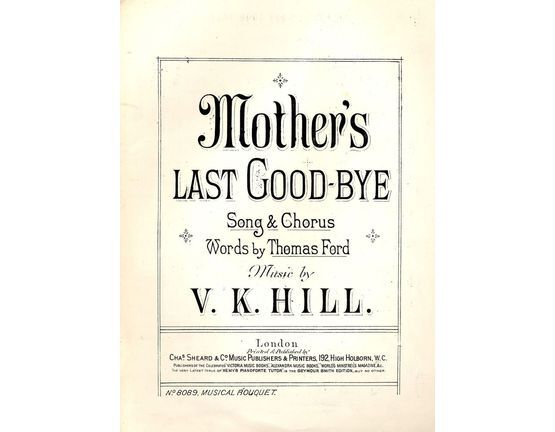 7843 | Mother's Last Good-Bye - Song & Chorus - Musical Bouquet No. 8089