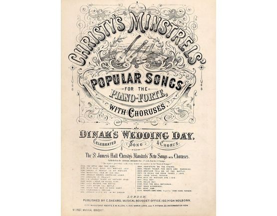 7845 | Christy's Minstrels' Popular Songs for Piano - Dinah's Wedding Day - Musical Bouquet No. 2807