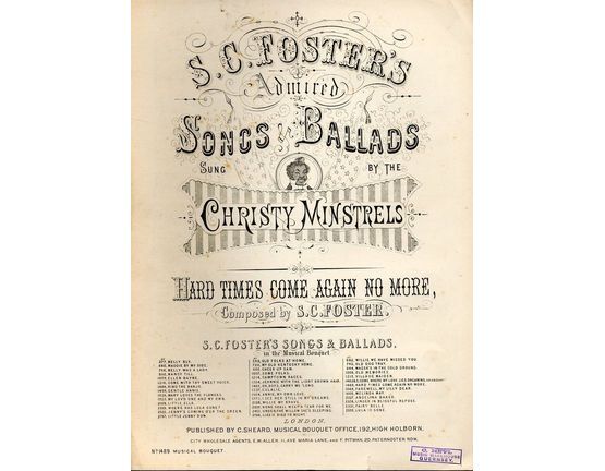 7845 | Hard Times Come Again No More - Musical Bouquet No. 1489 - Songs & Ballads sung by the Christy Minstrels - Musical Bouquet No. 1489