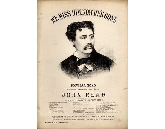 7845 | We Miss him, Now he's Gone - Popular Song - Written, Composed & Sung by John Read