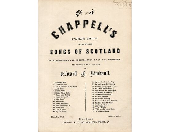 7857 | Bonnie Dundee - Song with full lyrics - No. 5  from Chappell's Standard Edition of the favourite Songs of Scotland with Choruses when required