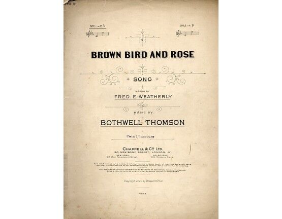 7857 | Brown Bird and Rose - Song In the Key of E Flat Major for Lower Voice