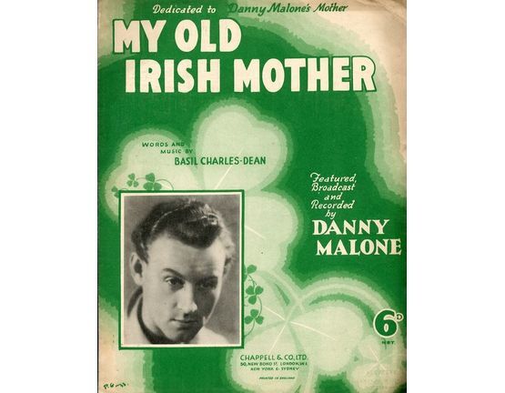 7857 | My Old Irish Mother - Featured, Broadcast and Recorded by Danny Malone - For Piano and Voice with Ukulele chord symbols
