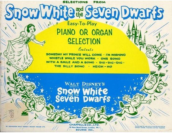 7857 | Selections from Snow White and the Seven Dwarfs - East to Play Piano or Organ Selection - For Piano and Voice