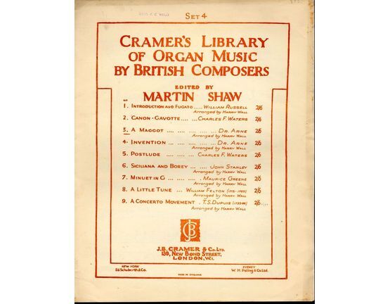 7862 | A Maggot - No. 3 of Set 4 - From "Cramer's Library of Organ Music by British Composers