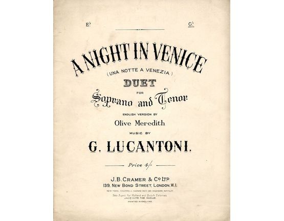 7862 | A Night In Venice (Una Notte a Venezia) - Duet in the key of D Flat major for Soprano and Tenor