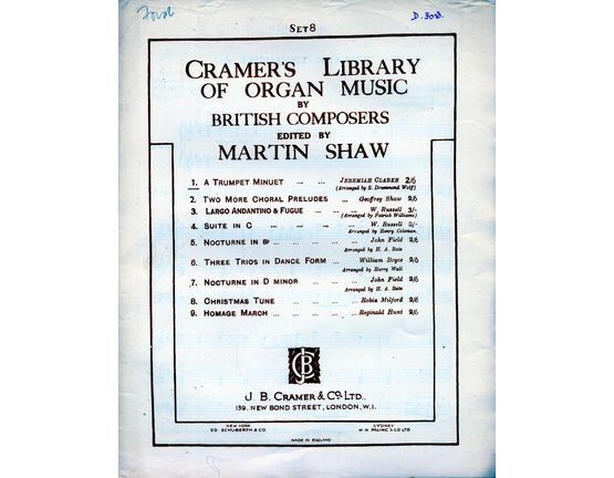 7862 | A Trumpet Minuet - No. 1 of Set 8 from "Cramer's Library of Organ Music by British Composers