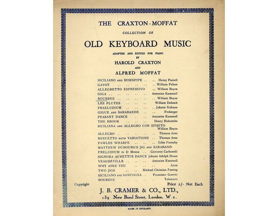 7862 | Bourree - The Craxton-Moffat collection of Old Keyboard Music adapted and edited for Piano