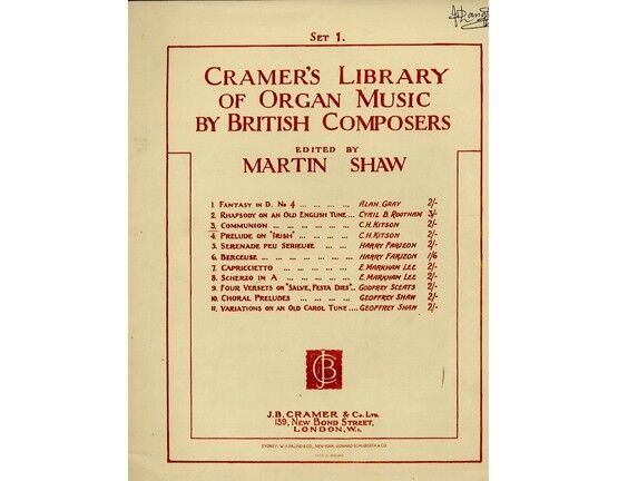 7862 | Cramer's Library of Organ Music by British Composers - Communion - Edited by Martin Shaw