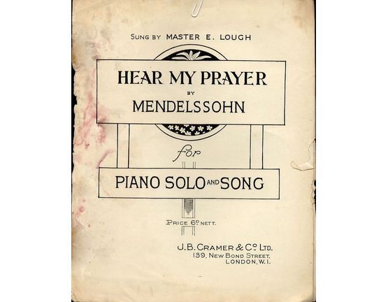 7862 | Hear My Prayer -  Piano solo and song - As sung by Master E Lough