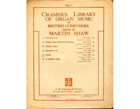 7862 | Pavan - No. 5 of Set 9 - From "Cramer's Library of Organ Music by British Composers